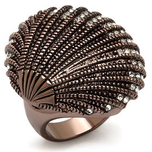 JCE1651 Chocolate Gold Brass Ring with Top Grade Crystal  in Clear