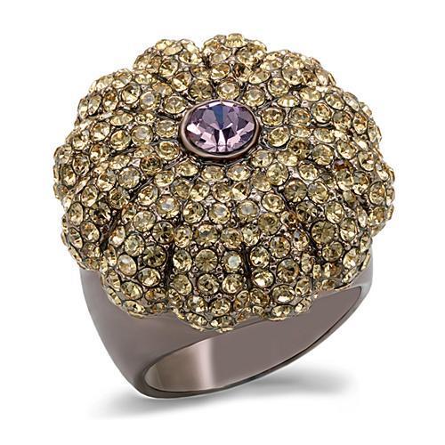JCE1684 Chocolate Gold Brass Ring with Top Grade Crystal  in Multi Color