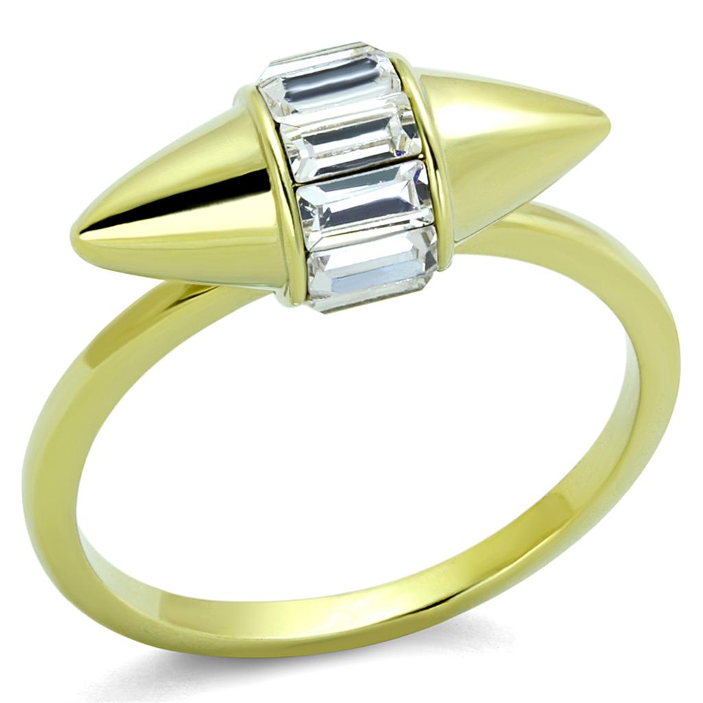 JCE3657 Gold Brass Ring with Top Grade Crystal  in Clear