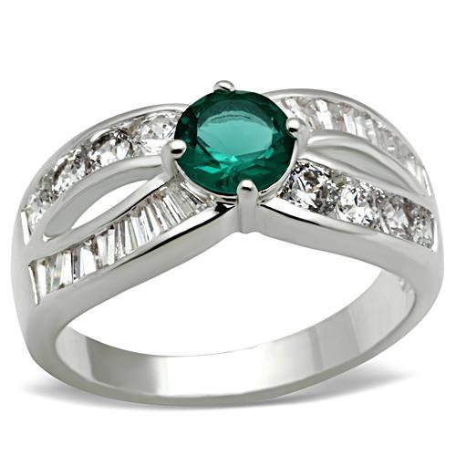 JCE014 Silver 925 Sterling Silver Ring with Synthetic Synthetic Glass in Blue Zircon