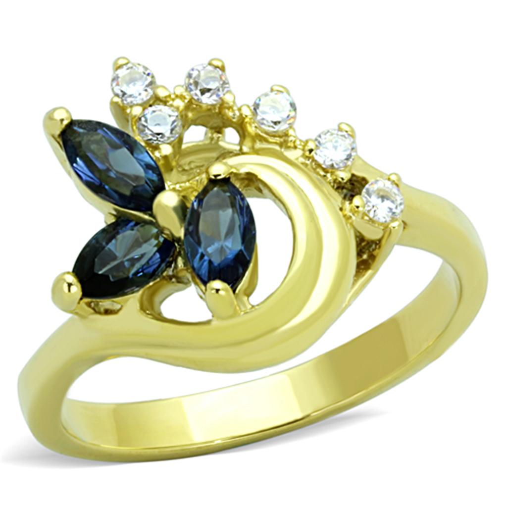 JCE1571 IP Gold(Ion Plating) Stainless Steel Ring with Top Grade Crystal  in Montana